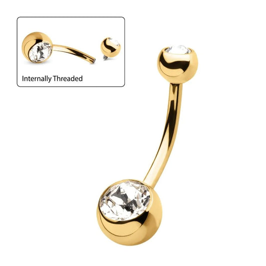 24Kt PVD Gold Titanium Navel - Clear