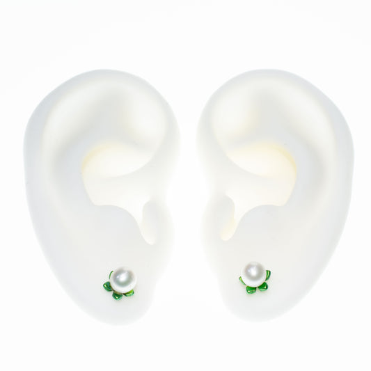 Ti2 Flower & Pearl Earring Pair